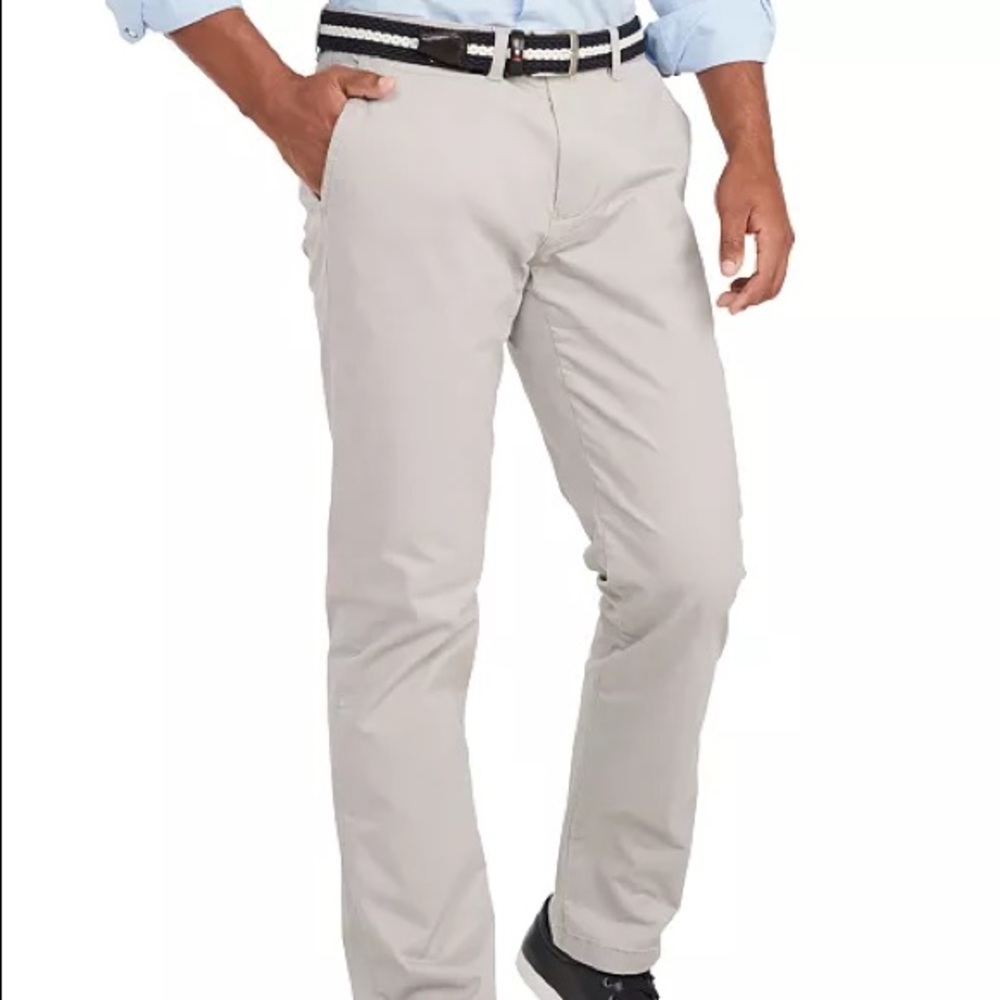 Tommy Hilfiger Chinos Pants 34 waist 30 length Gray Flat Front New with Tags - Picture 2 of 10